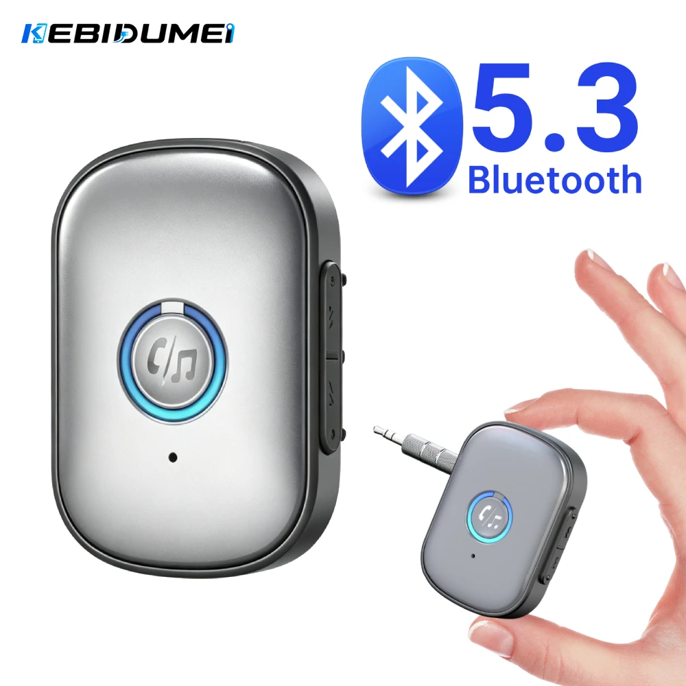 Фото Аудиоприемник KEBIDUMEI Bluetooth 5.3 с разъемом 3,5 мм, беспроводной аудиоадаптер для стереомузыки с микрофоном для автомобильных наушников, телевизоров, колонок №1