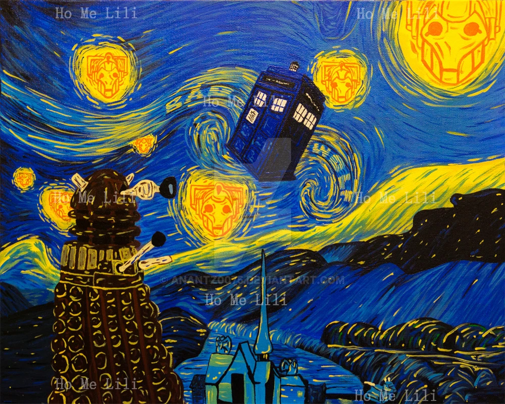 The Tardis In Starry Night Doctor Who кроссовки antart постеры смешная пародия искусство плавное