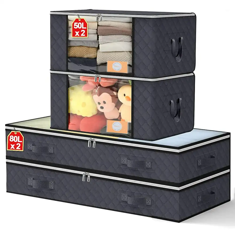

Under bed Storage Bags Organizer, 4Pcs Closet Storage Organizers, Foldable Under Bed Storage Bins Storage Containers