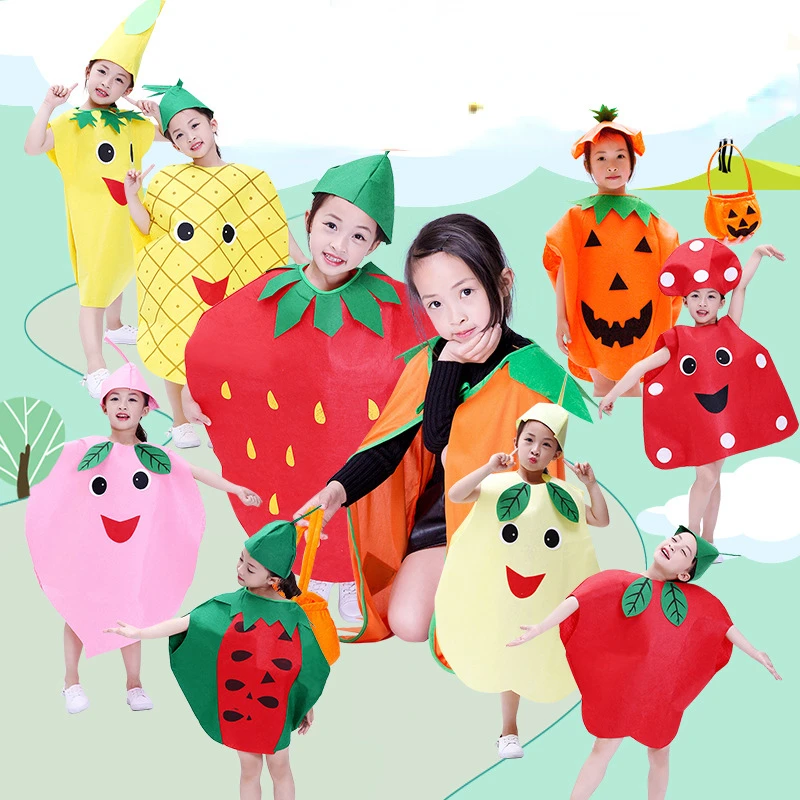 

Cute Girls Boy Child Party Clothing Peach Banana Strawberry Pumpkin Pear Pineapple Costume Suit for Christmas Halloween Holiday