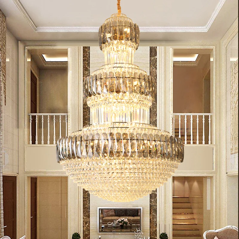 

Villa hollow chandelier Hotel lobby light luxury lamps Post modern living room Duplex building Hall Rotating stair lamp