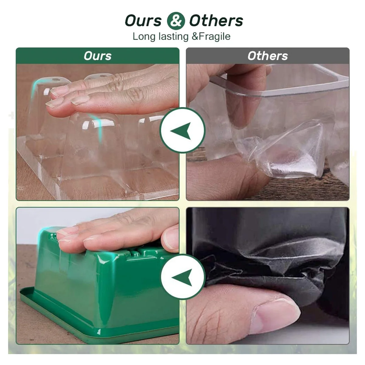 

5-PCS Seed Starter Tray Seedling Starter Kits, Plant Starter Kit with Humidity Domes and Base (12 Cells Per Tray)- Green