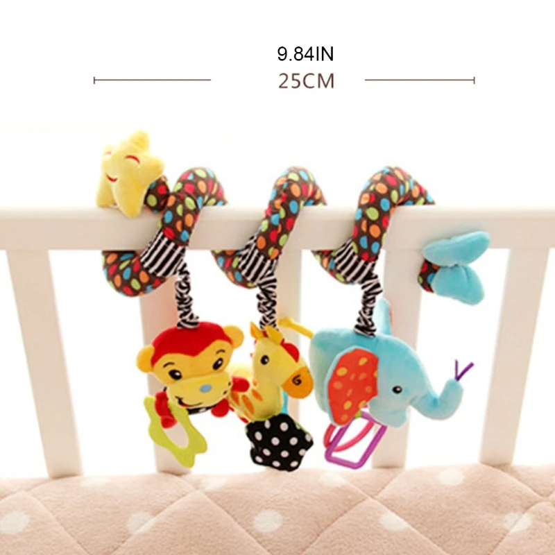 

Car Seat Stroller Baby Toys Interactive Spiral Plush Hanging Toy for Crib with Squeaking Bell & Teether for Baby 3/6/9months+