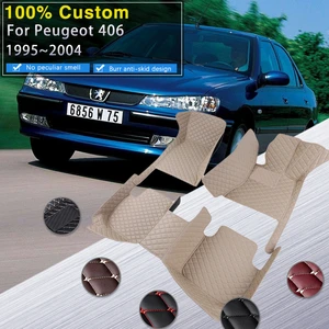 Car Floor Mats For Peugeot 406 Coupe 1995~2004 Leather Mat Rugs Waterproof Pad Durable Carpets Car Accessories Interior Parts
