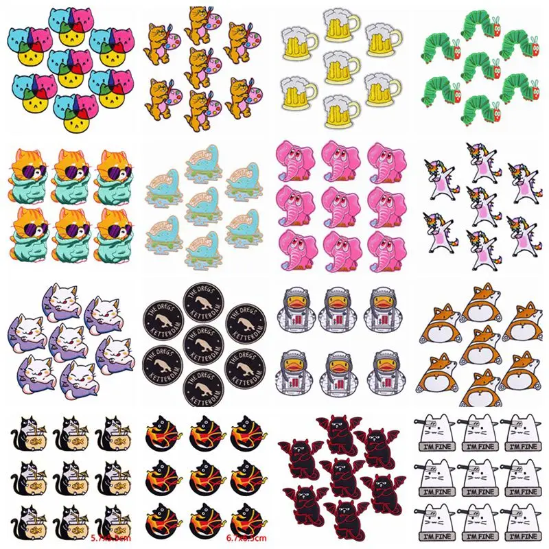 

Prajna 10 PCS Cat Unicorn Patch Iron On Embroidered Patches On Clothes Cartoon Animals Patches For Clothing Applique For Clothes