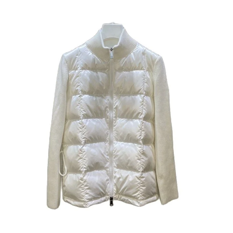 

Women's stand-up collar knitted stitching down for autumn and winter Y2K Casual jacket cardigan Solid color Warm coat