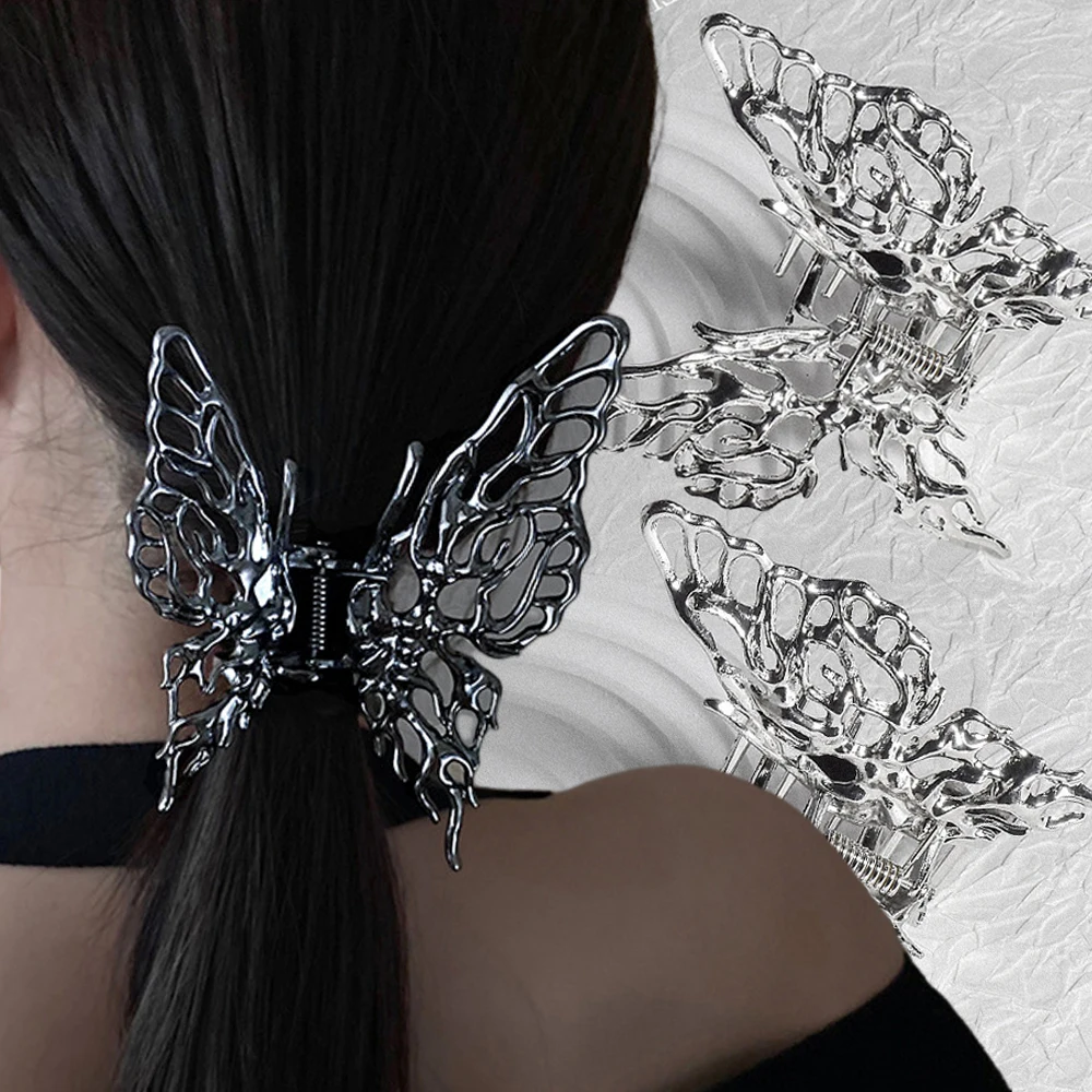

Punk Metal Liquid Butterfly Hair Clip for Women Girls Back Head Grab Clip Geometric Headband Trendy Hair Accessories Wholesale