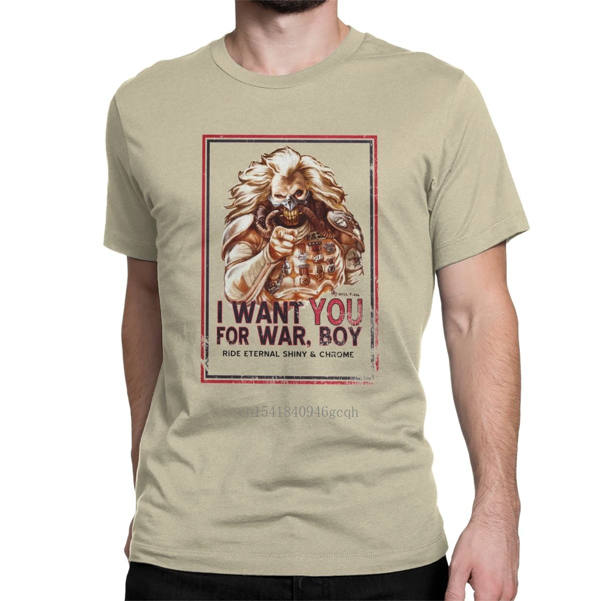 Men's T-Shirt I Want YOU For WAR BOY Mad Max Fun Pure Cotton Tees Short Sleeve Movies T Shirts Crewneck Clothes Gift Idea