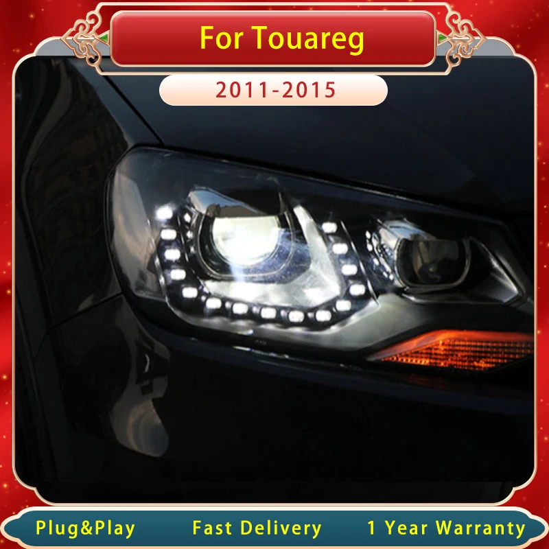 Фото Автомобильная фара для VW Touareg 2011-2015, линза проектора, лампа головного света, DRL, сигнал поворота, фара головного света, аксессуары №3