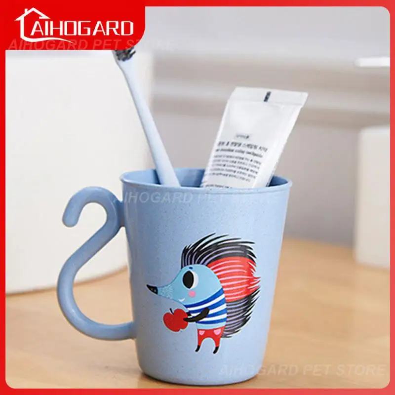 

Wheat Cup Nordic Style High Quality Toothbrush Cup Cartoon Cute 350ml Gargle Bottle Bathroom Tumblers Childrens Animal Water Cup