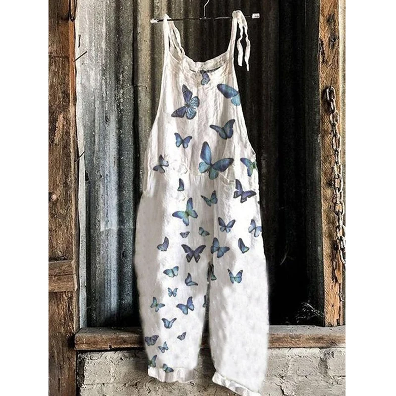 

Casual loose retro print jumpsuit