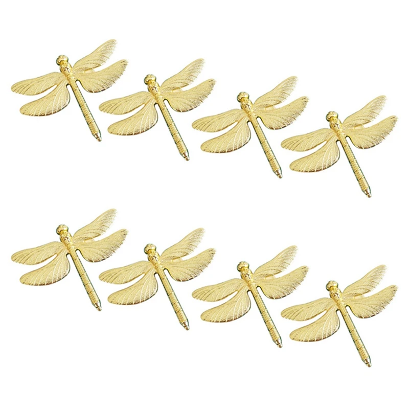 

Promotion! 8 Pieces Of Dragonfly Napkin Ring Wedding Table Metal Napkin Buckle Napkin Decoration