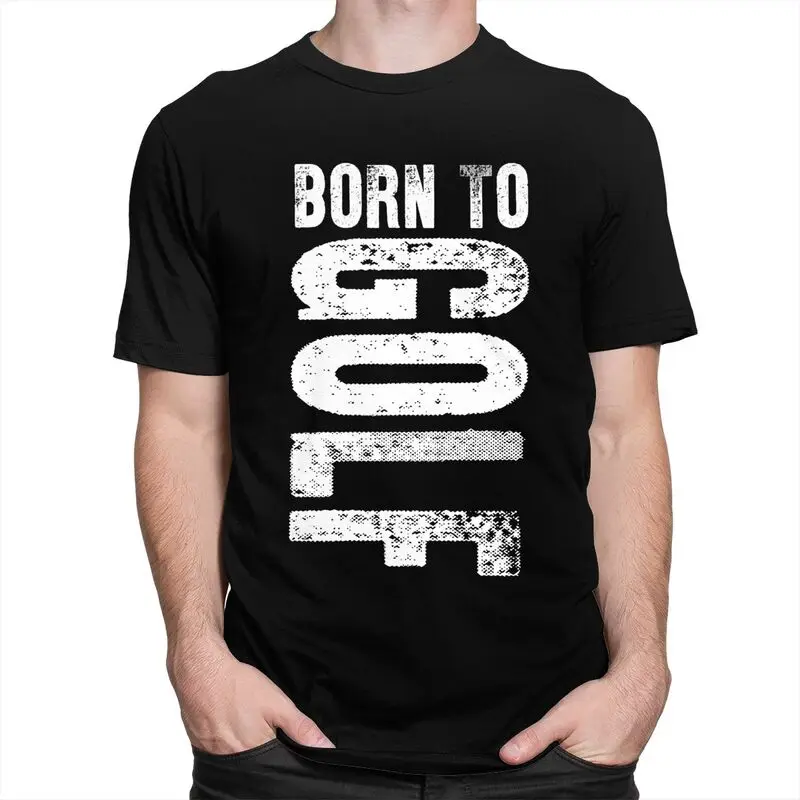 Фото Классическая спортивная футболка Born To Golf Golfing, мужская футболка с коротким рукавом, уличная футболка, топы из чистого хлопка, облегающая футболка №2