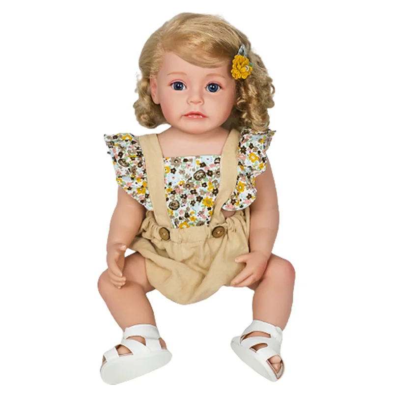 

48CM Full Body Silicone Reborn Princess Toddler Girl Dolls Sue-Sue with Rooted Hair Hand-detailed Paiting Waterproof Bebe Toys