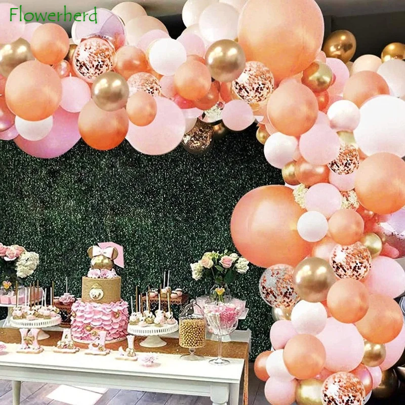 

Rose Gold Pink White Balloon Garland Arch Kit 152pcs Confetti Latex Balloons for Baby Shower Wedding Birthday Party Decoration