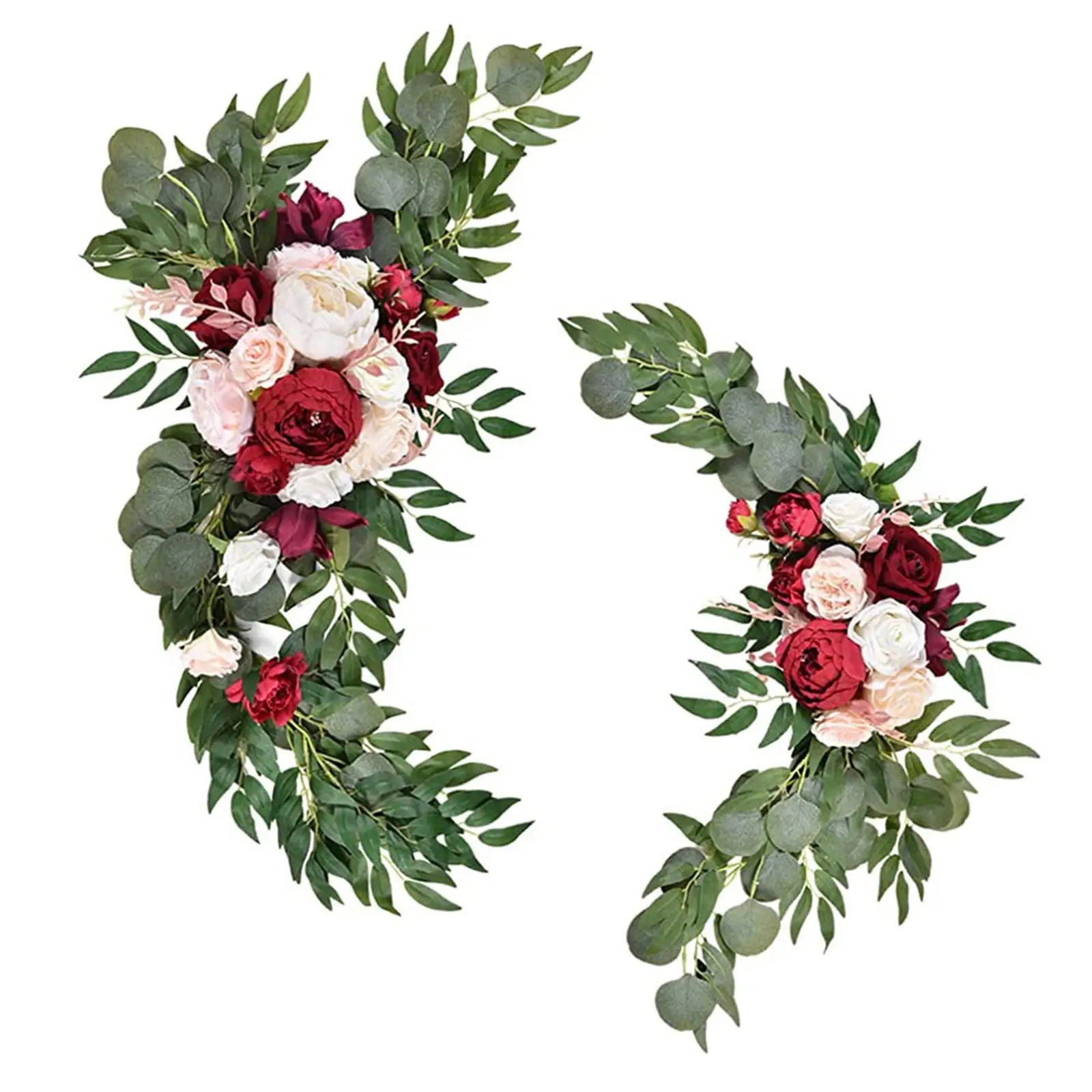 

2 Pieces Wedding Arch Flowers, Floral Swag Garland Arch Flowers Decorative Display Fake Plant for Table Centerpieces Sign Decor