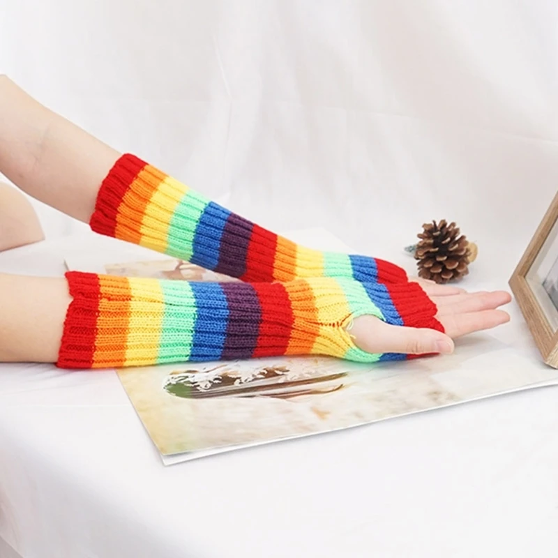 

Вязаные перчатки для набора текста, зимние перчатки с вырезом для большого пальца, унисекс рукавицы на полпальца G5AE