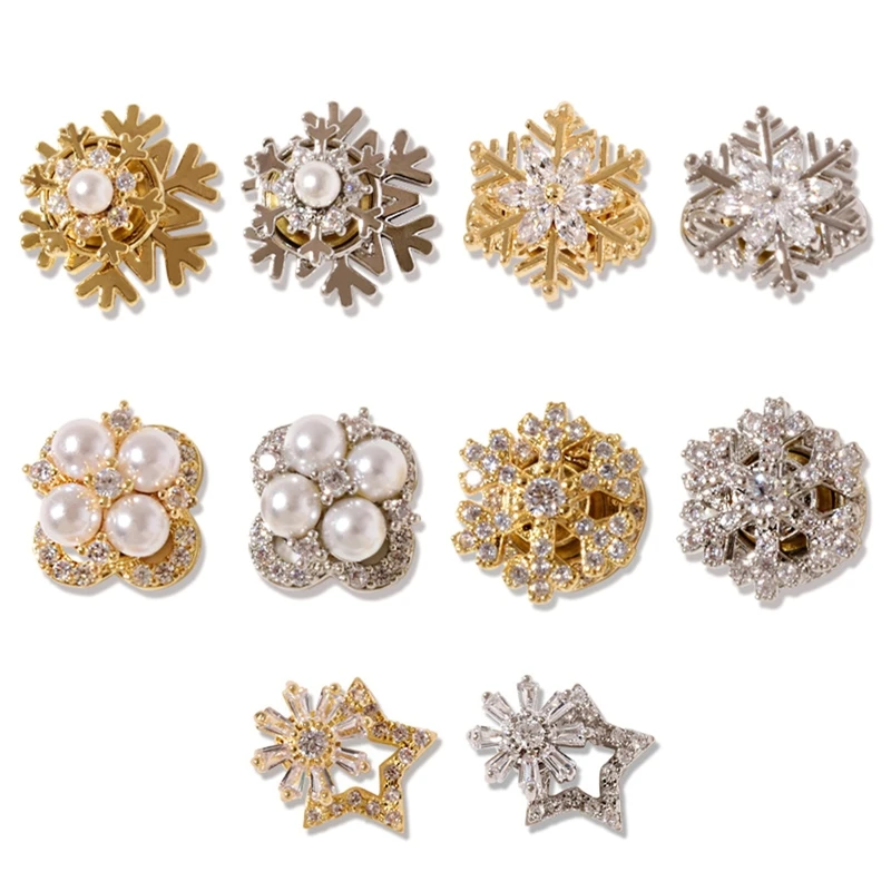 

Japan Alloy Rotating Snow Flower Rhinestones Nail Art Decorations Gold/Silver Rotating 3D Snowflake Manicure Accessories
