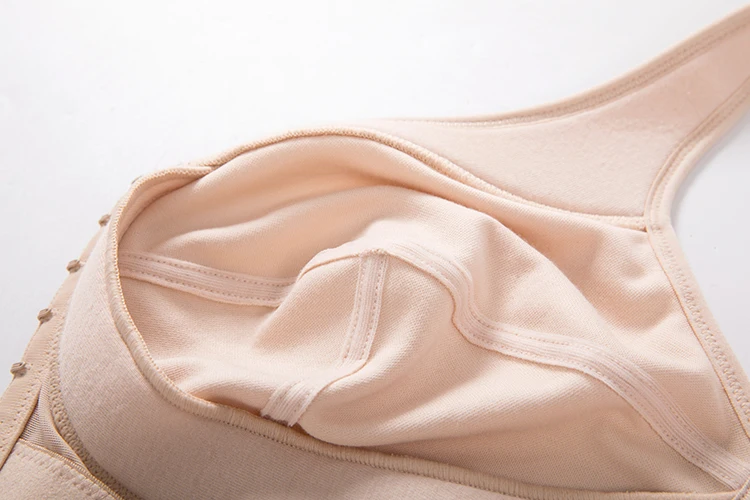 Womens Wire Free Front Closure Bra Full Figure Cotton Posture Back Support Underwear Female Full Coverage Non Padded 36 38 F G H