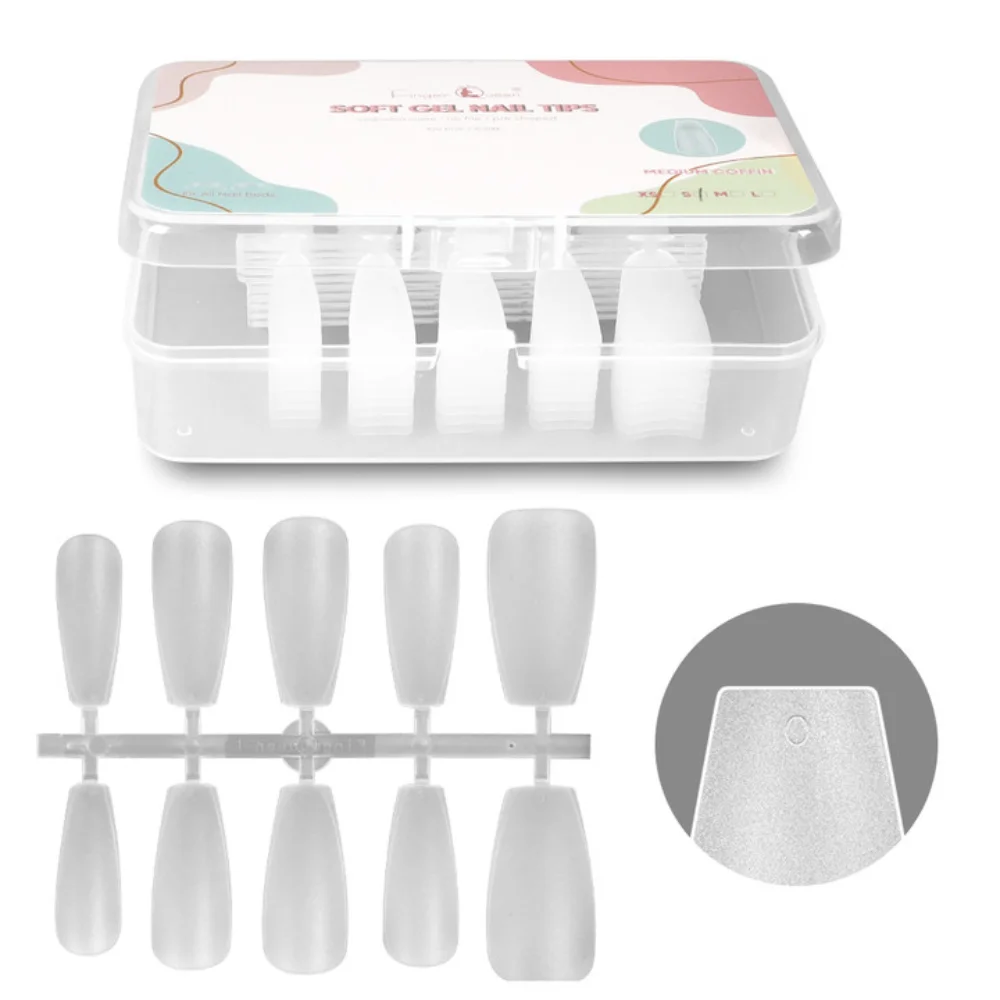 

Накладные ногти с полным покрытием, 100 шт./коробка, двусторонние матовые Короткие квадратные и круглые прозрачные накладные аксессуары