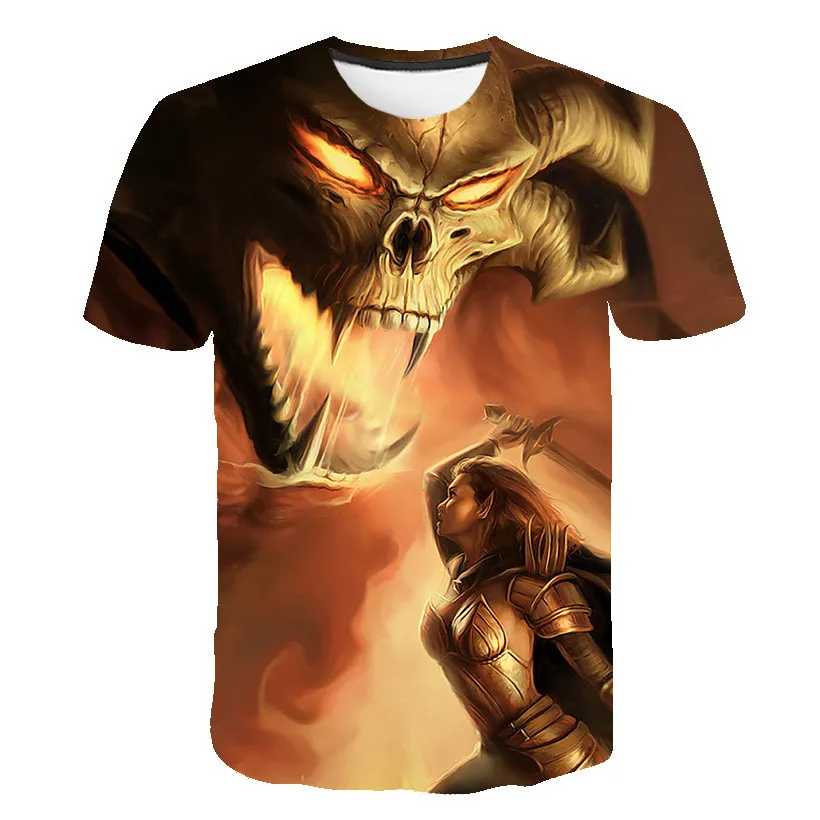 

Men's hip skull t-shirt 2022 3D printed punk rock t-shirt men's summer casual top size s-6xl