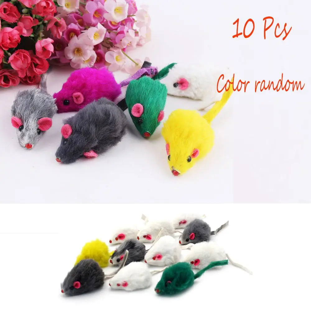 

10Pcs/Set Rabbit Fur False Mouse Pet Cat Toys Mini Funny Playing Toys For Cats Kitten