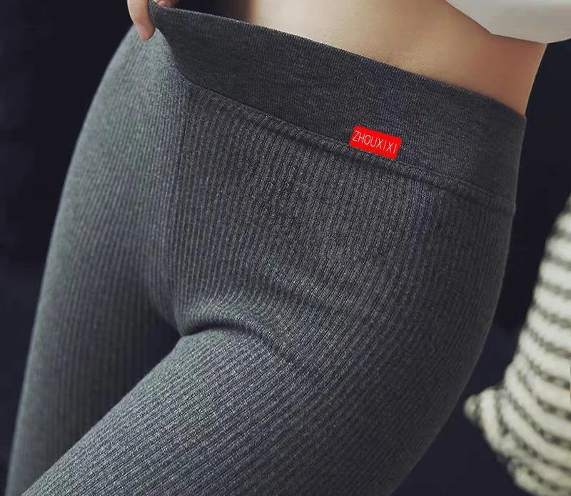 

Warm Pants Women2022 New Autumn Winter Ribbed Knitted Slim Fit Fitness Pants Solid High Waist Elastic Slimming Sports Legging