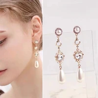 love pearl long evening earrings for womens gift vintage silver needle earrings diamond 2022 luxury ear clips jewelry for party