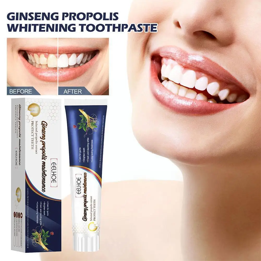 

100g Ginseng Propolis Repair ToothpasteToothpaste Cleans Tartar Fresh Stains Breath And Teeth Whitens Bad Gum Care Removes B6A2