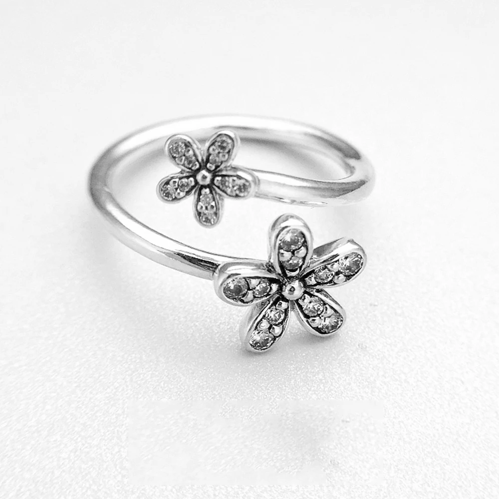 Bague Fermée Plaquée Argent S925 pour Femme, Série Printemps, Doux et Frais, Accessoires avec Sac, Pandora Small Destroy AndrSilver