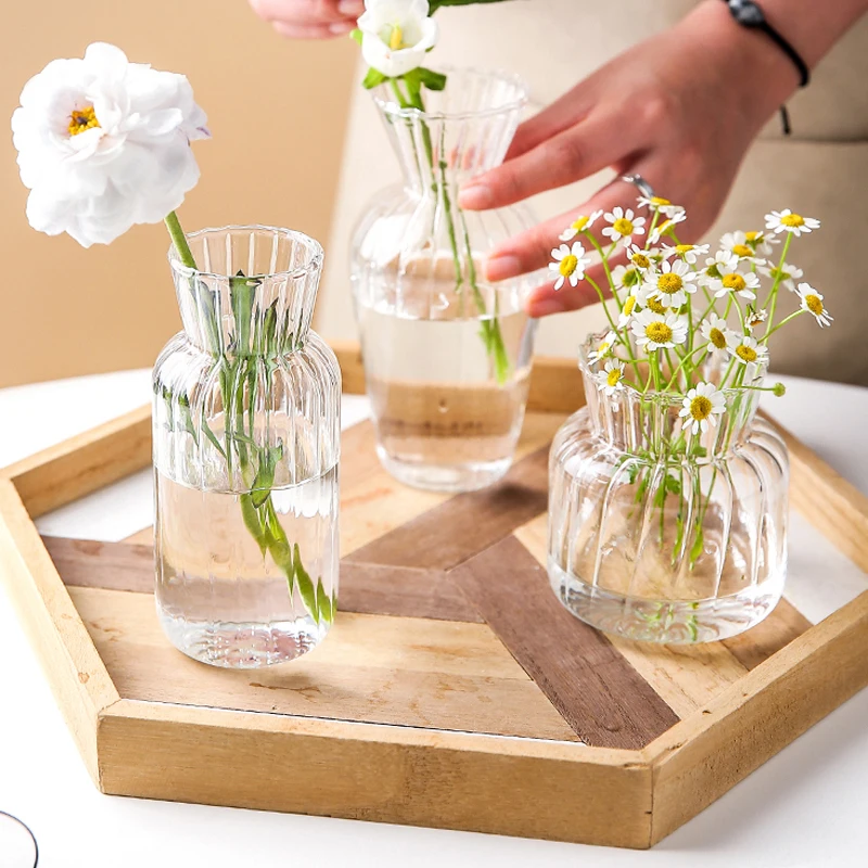 

1pc Nordic Home Living Room Decoration Simple Glass Vase Garden Decoration Cachepot for Flowers Table Decoration Desk Decoration