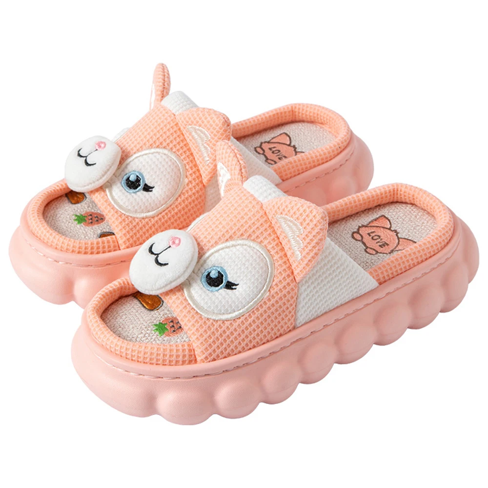

Four Seasons Linen Slippers Cute Cartoon Lovely Animals Bedroom Cotton Home Shoes Indoor Thick Sole Couples Men Women qt305