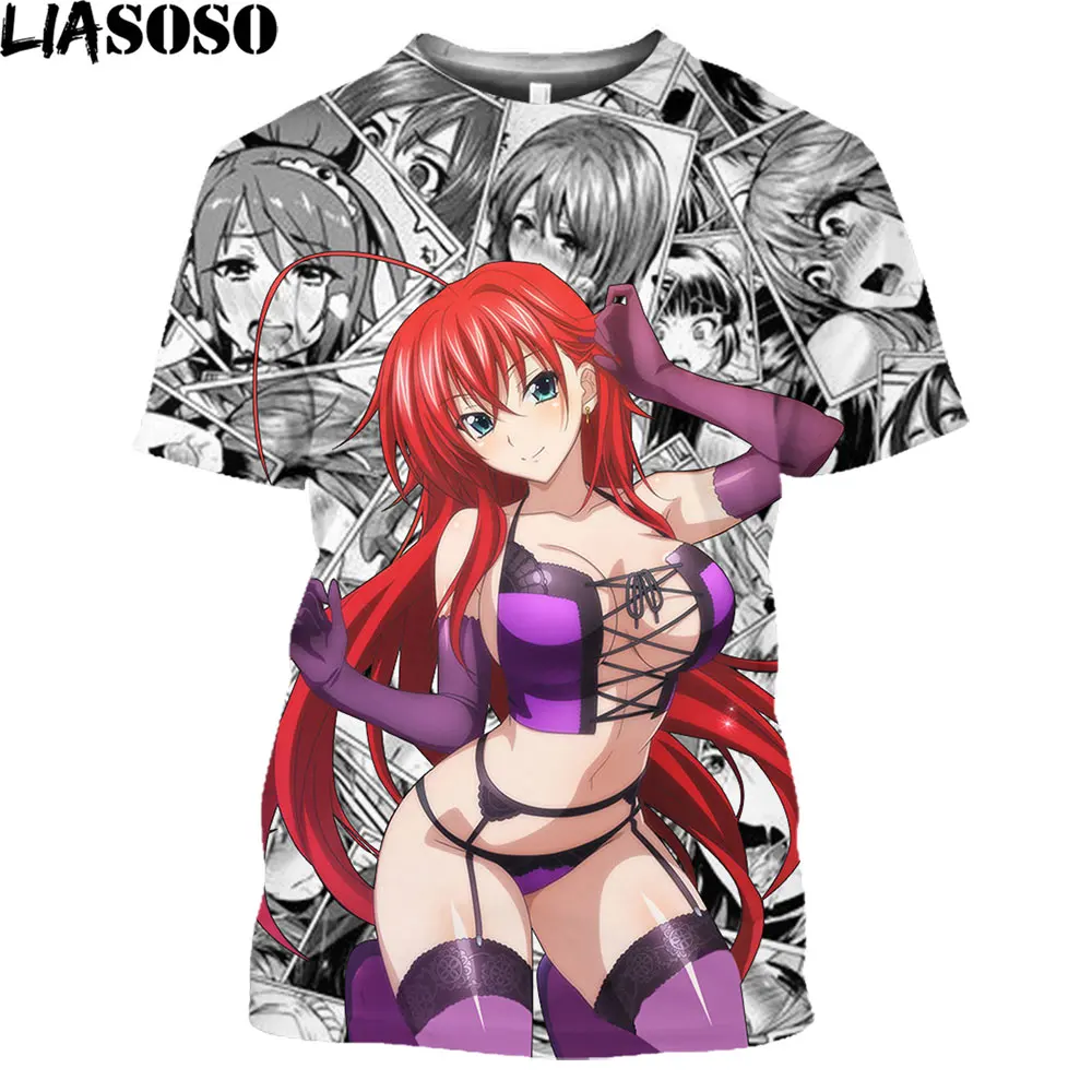 

LIASOSO Men T-shirt Rias Gremory High School DxD Anime Sexy Pervert Shirt Tshirt Women T Shirt Men Buttocks Tees Alternative
