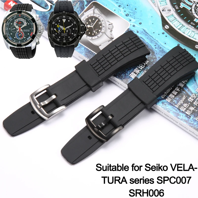 26mm Silicone Watch Band Suitable for SEIKO VELATURA/SRH Series SPC007 Men' Sports Waterproof Rubber Strap Watch Accessories