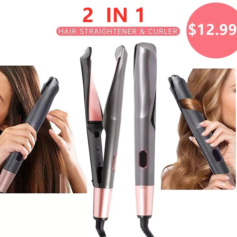 

NEW2023 2 In 1 Hair Straightener and Curler Curling Iron for All Hair Types Tourmaline Ceramic Twisted Flat Iron for Hair Stylin