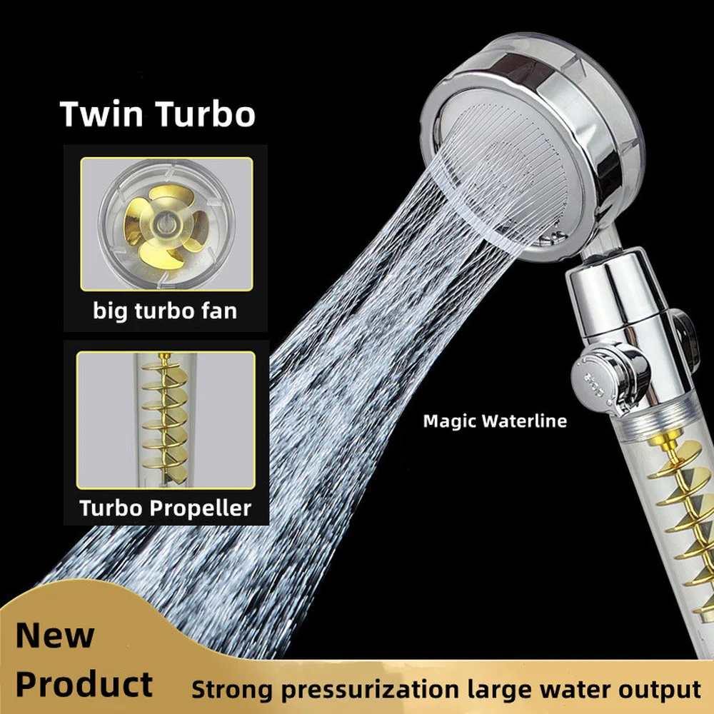 

Twin-turbo Spiral Fan Supercharged Shower Head Hand-held Water-saving Shower Nozzle Removable And Washable Bathroom Accessories