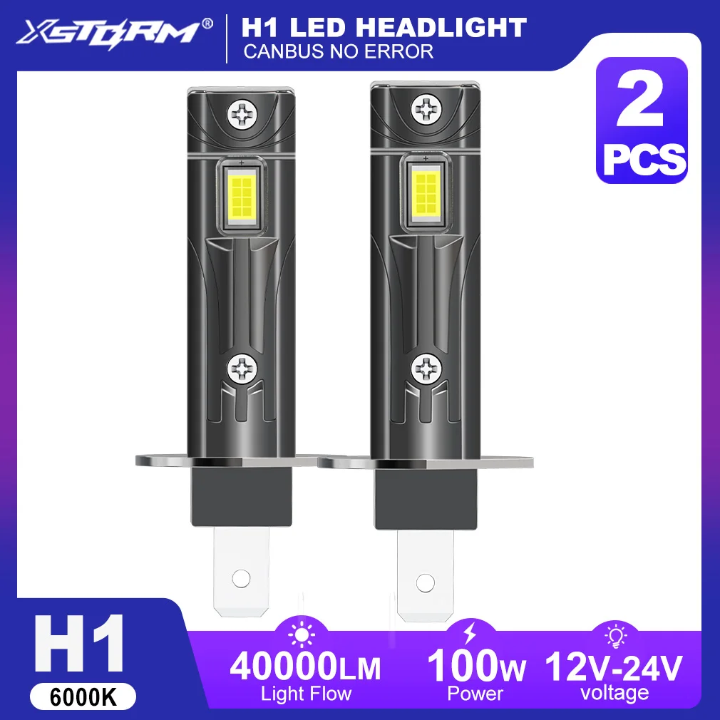 

XSTORM H1 Светодиодная лампа для фар100W 40000LM Светодиодные фонари H1 Canbus CSP Автодиодные противотуманные фары Автомобильные фары 12 В 6000 К Plug & Play