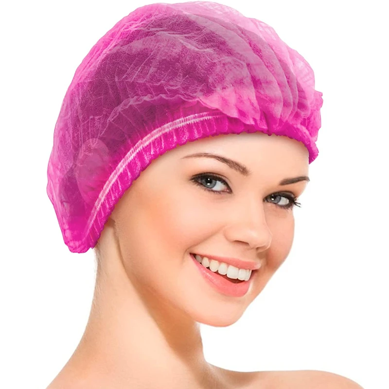 

100Pcs Disposable Bouffant Caps Hair Net 21'' Hair Nets Elastic Dust Mob Mop Caps for Kitchen Food Service SPA Makeup Head Cover