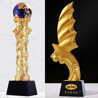 creative sailing dragon shape resin crystal trophy lettering high end outstanding employee honorary award home decor trophy
