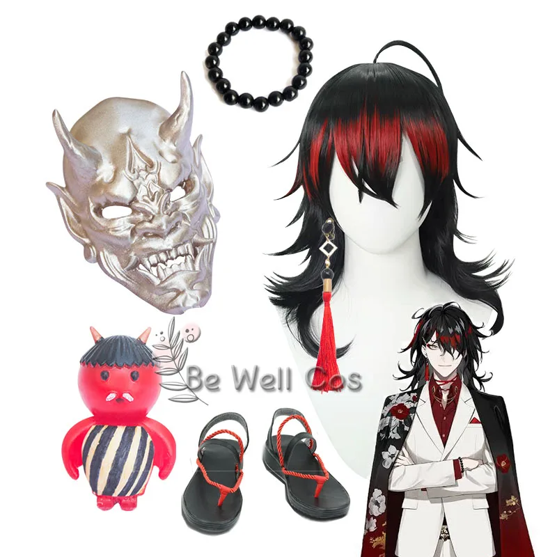 

Anime Hololive VTuber Luxiem Vox Akuma Cosplay Shose Hair Earrings Mask Props For Halloween Cosplay Accessories