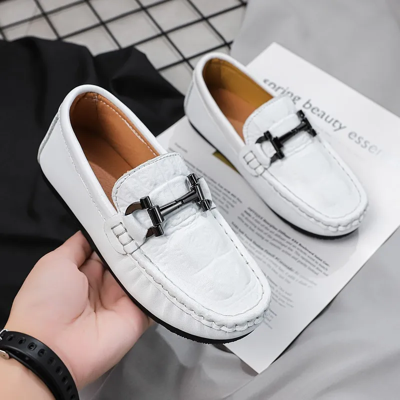 

Genuine Leather Luxury Designer Brand Kids Loafers Boys Girls Shoes Moccasins Soft Flats Casual Toddler Shoes Children's Shoes