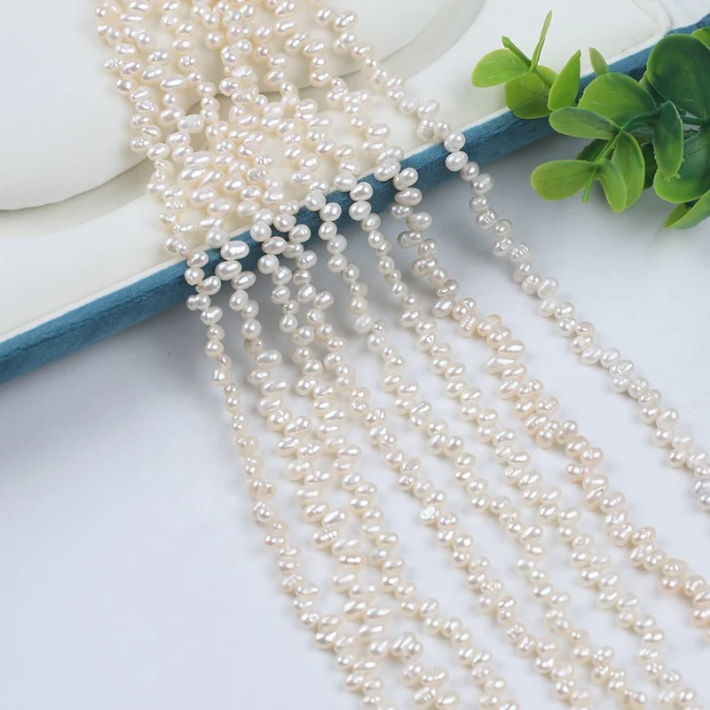 

3-3.5mm natural white rice shape pearl strand wholesale freshwater loose pearls beads top drilled