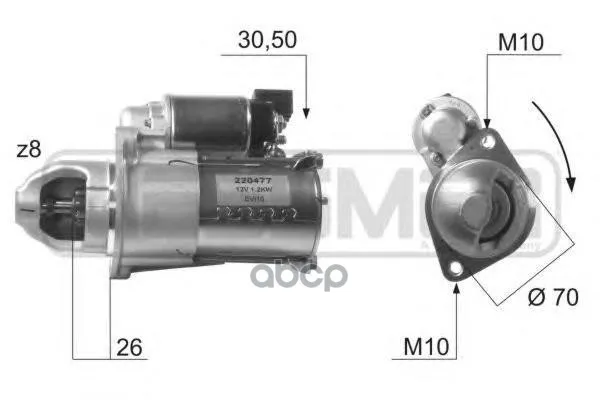 Стартер Hyundai/Kia 2.0/2.4 07 220477 Era арт. 220477|Стартеры| |