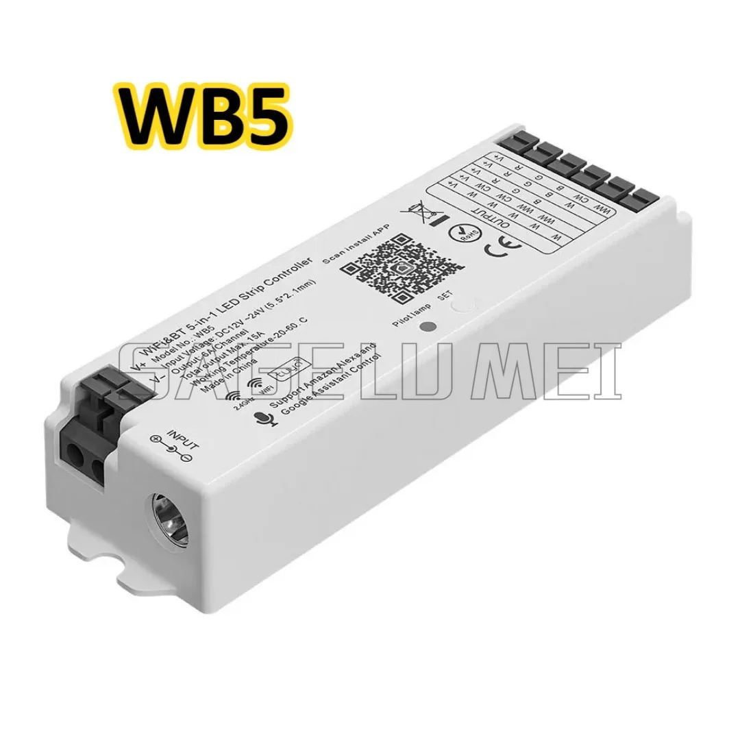 Фото WB5 LM091 WiFi Bluetooth 5 в 1 светодиодный контроллер Smart Life APP или Tuya Smart APP для управления RGB RGBW CCT Диммер светодиодных лент Дистанционное управление №4