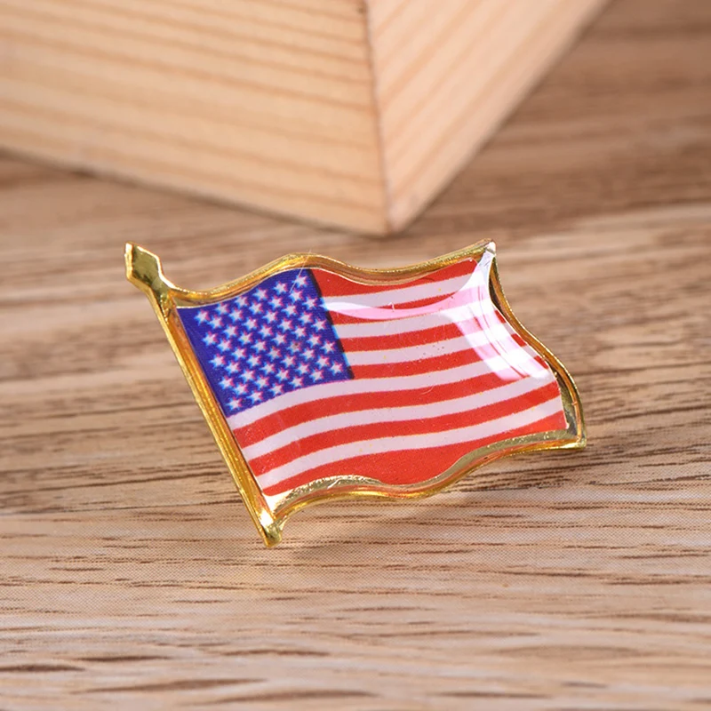 

10Pcs America USA National Flag Lapel Pins Crystal Epoxy Metal Enamel Badge Paint Brooch Souvenir Suit Personality Commemorative