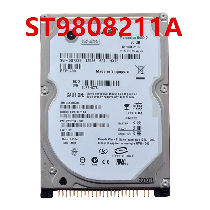 

Новый оригинальный жесткий диск для Seagate 80 Гб 2,5 дюйма 8 Мб IDE 5400 об/мин для ноутбука HDD для ST9808211A