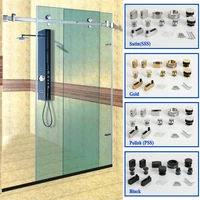 High Quality 1Set 304 Stainless Steel Glass Sliding System Shower Room Sliding door Glass Door Hardware Bathroom Accesoories