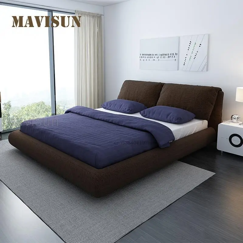 Modern Ultimate Bed With Storage European-Style Washable Cotton And Linen Double Bed In Master Bedroom Solid Wood King Frame