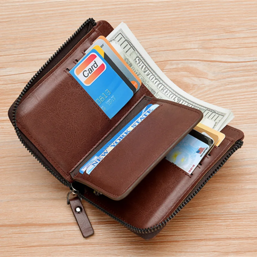 Brand Soft Men Wallets Fashion New Card Holder Multifunction Organ Leather Purse For Male Zipper Wallet With Coin Pocket