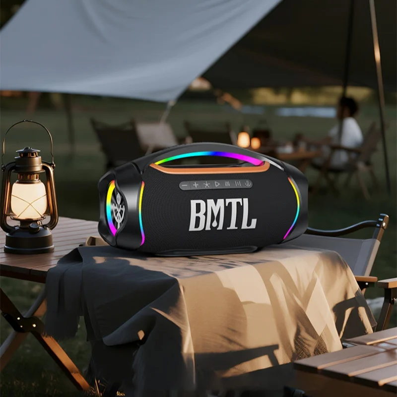 Фото Новая беспроводная колонка BMTL BOOM II 120W с мощными басами, 5,4-дюймовая портативная колонка для вечеринок, RGB-подсветка, пластиковый корпус, Bluetooth-колонка для улицы. №1